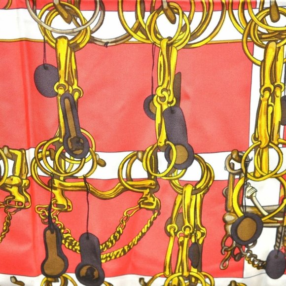 Authentic HERMES Carre 90 Scarf "MORS&FILETS" Silk Blue - Picture 9 of 13